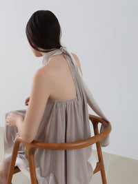 velour back open tie blouse