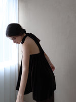 velour back open tie blouse