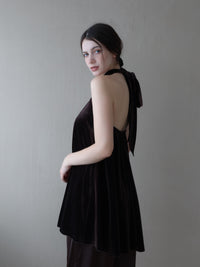 velour back open tie blouse