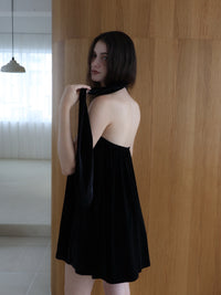 velour back open tie blouse