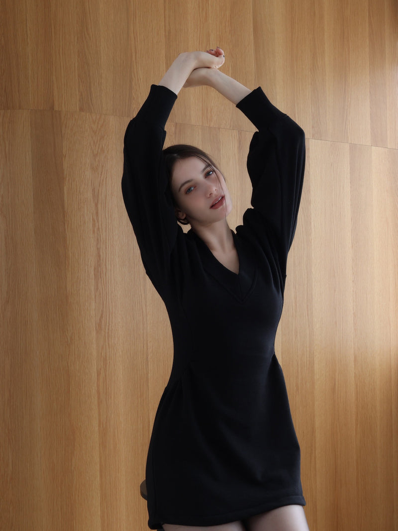 sweat hourglass v neck dress