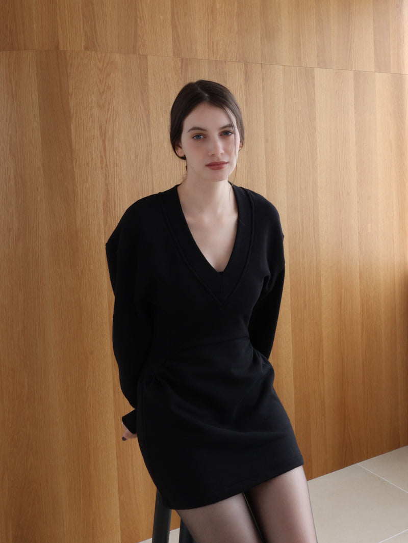 sweat hourglass v neck dress
