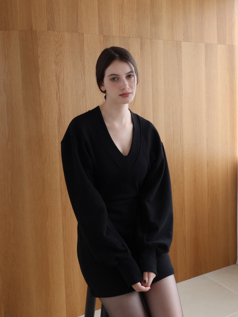 sweat hourglass v neck dress