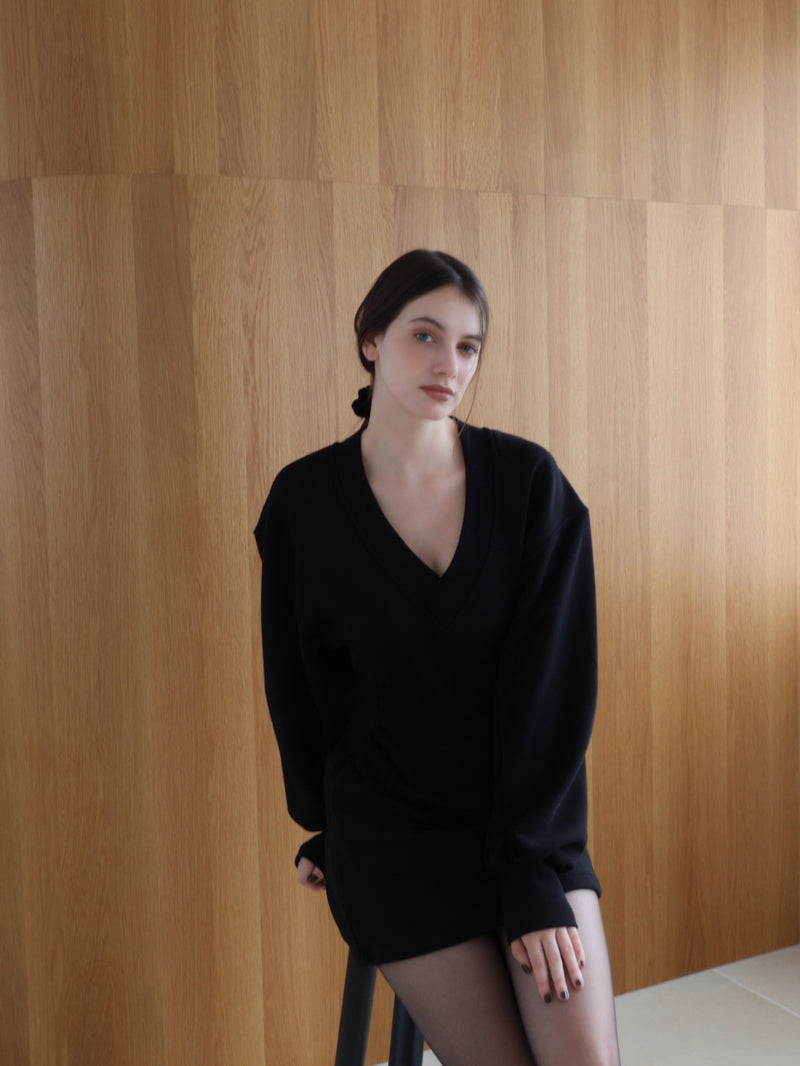 sweat hourglass v neck dress