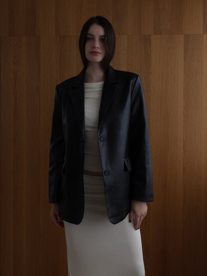 vegan leather single jacket