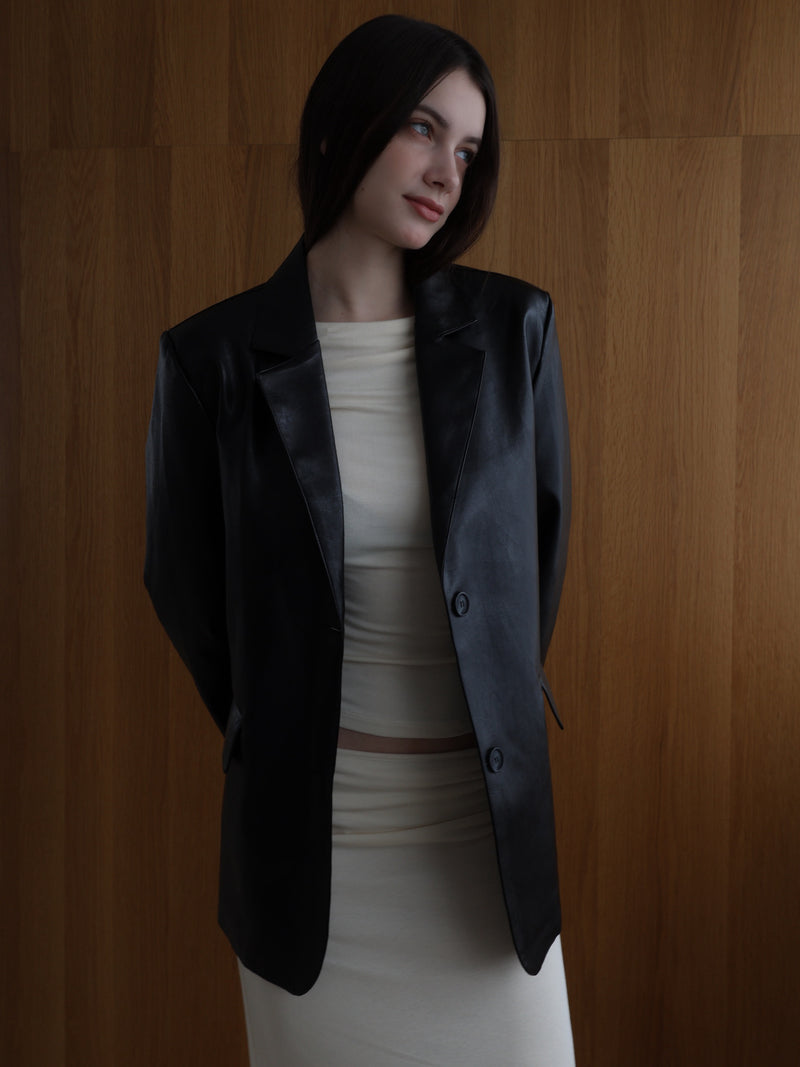 vegan leather single jacket