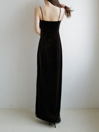 velour asymmetry drape cami dress