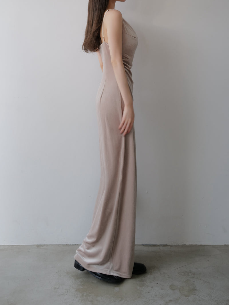 velour asymmetry drape cami dress