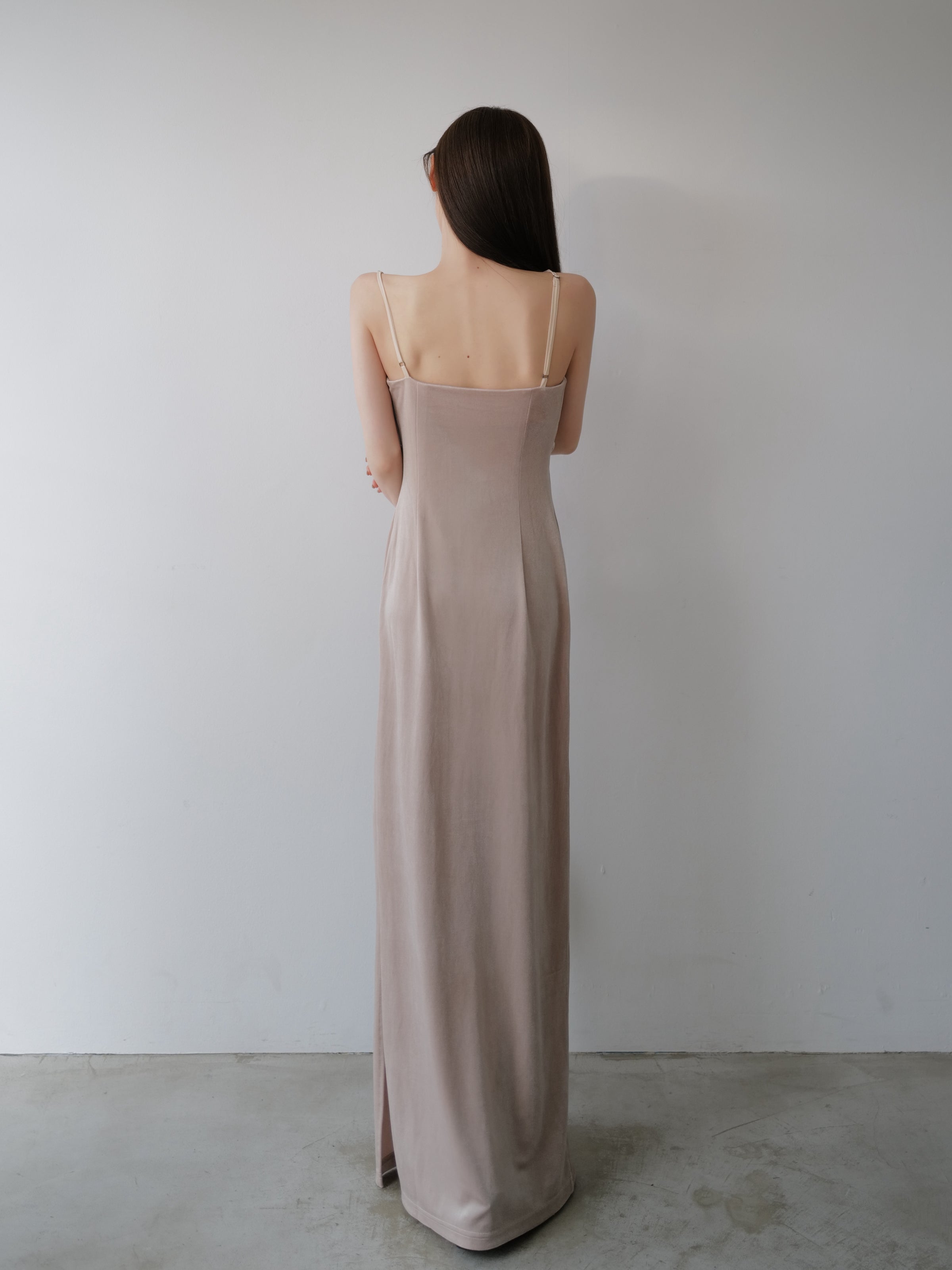 velour asymmetry drape cami dress