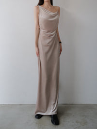 velour asymmetry drape cami dress