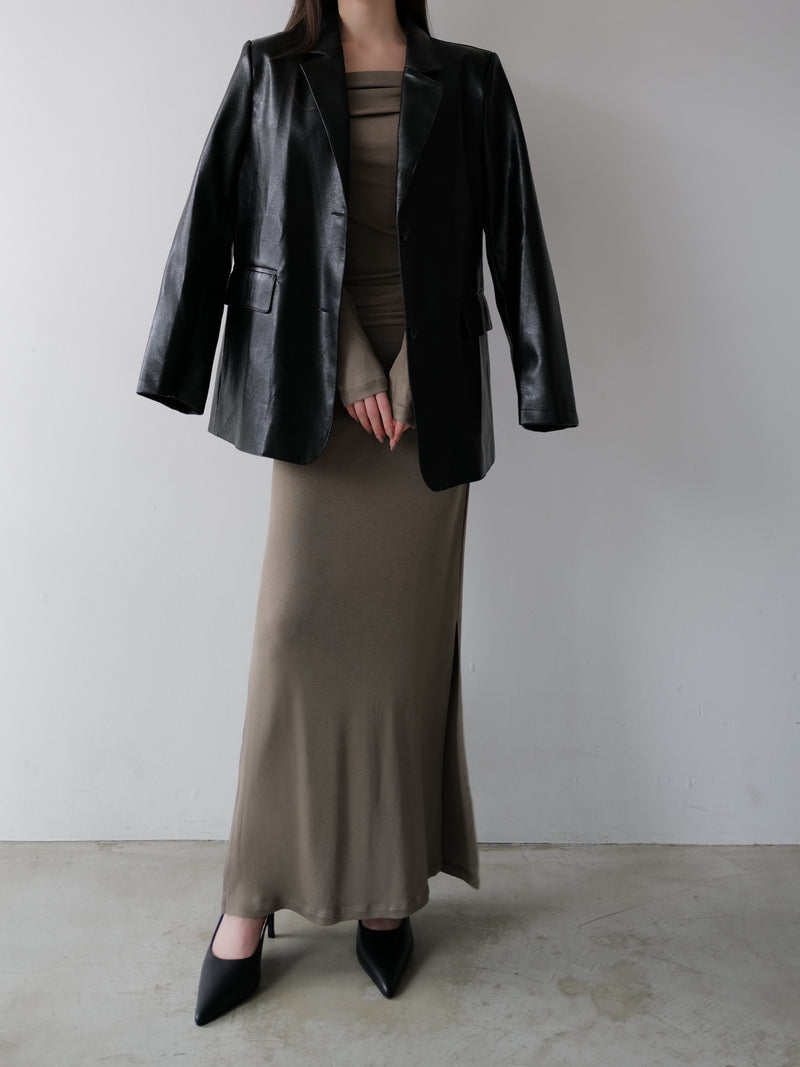 ruched waist long skirt