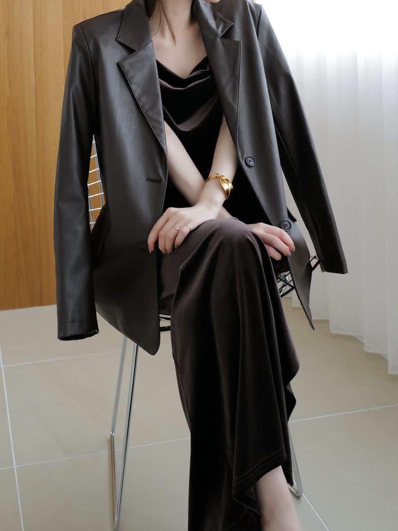 vegan leather single jacket