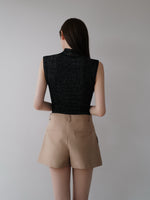 shiny cap sleeve knit top