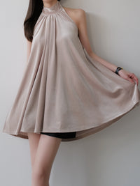 velour back open tie blouse