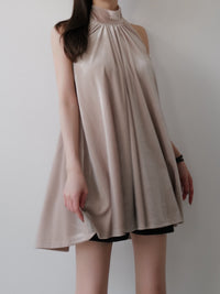 velour back open tie blouse