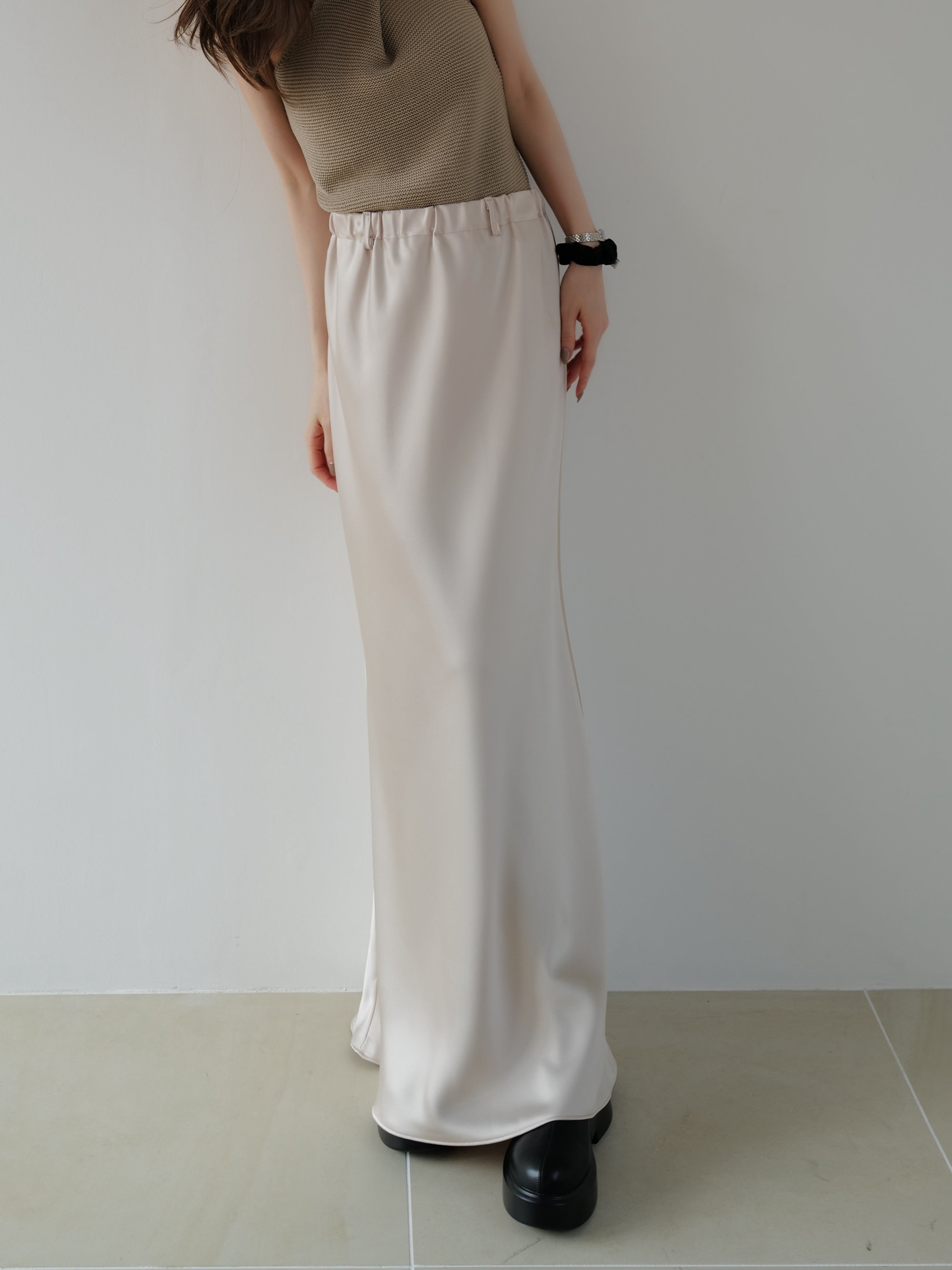 silky satin long skirt