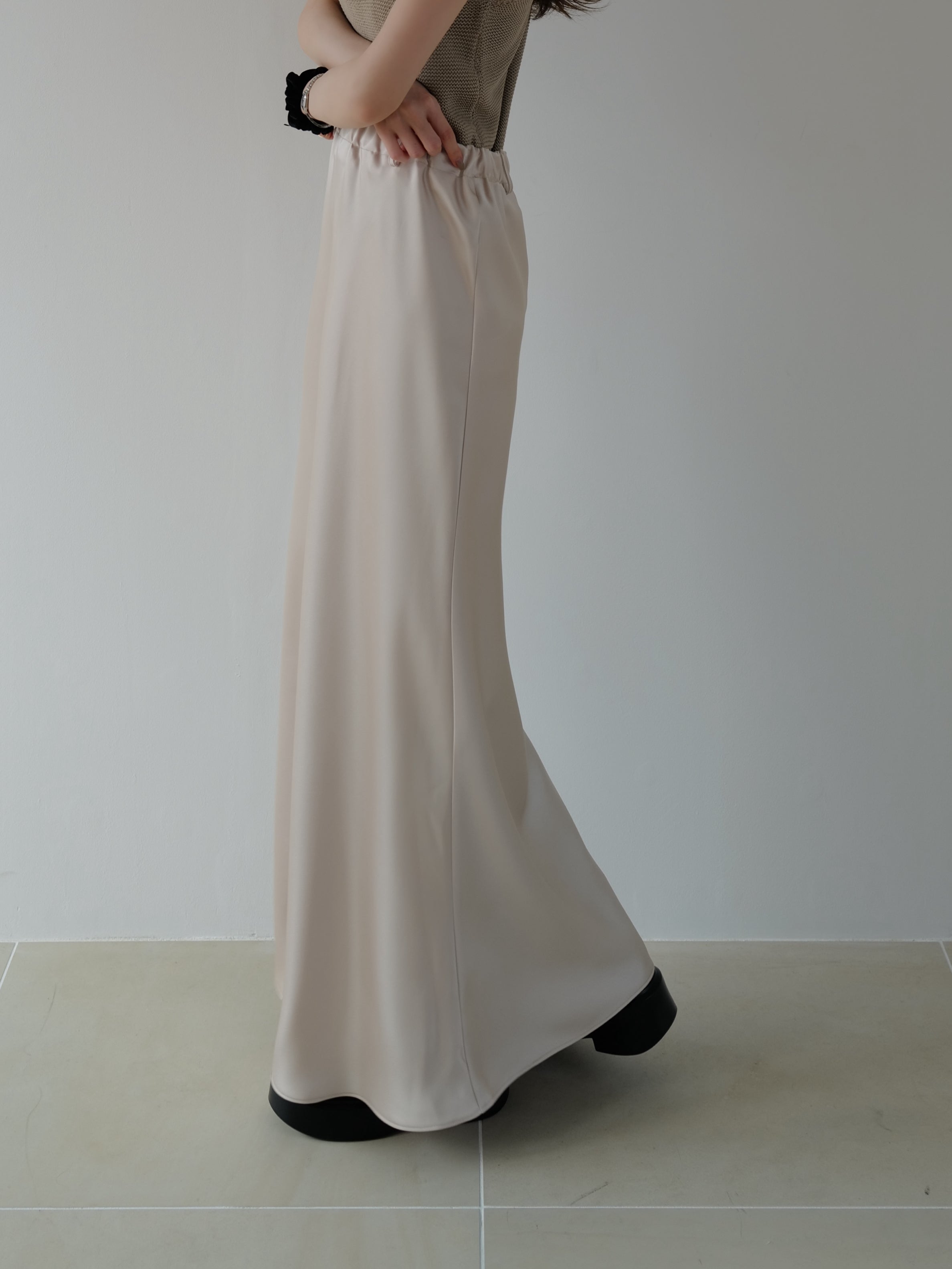 silky satin long skirt