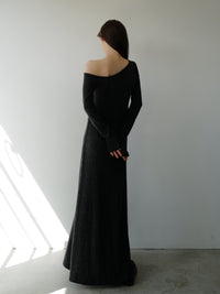loose shoulder long dress