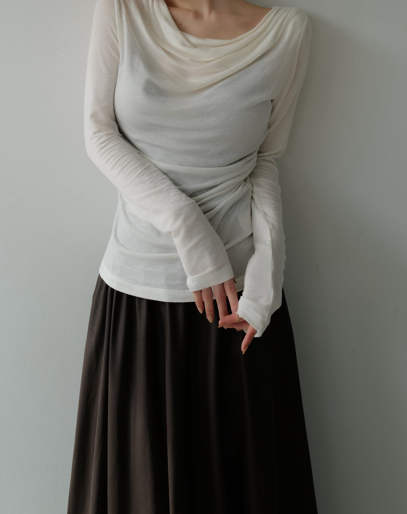 cowl silhouette stretching tops