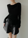 cowl silhouette stretching tops