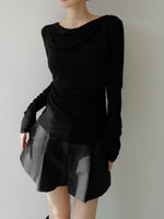 cowl silhouette stretching tops