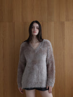 fuzzy v neck sweater