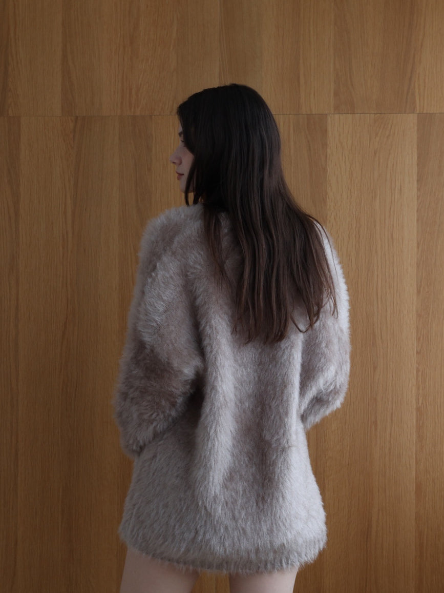 fuzzy v neck sweater