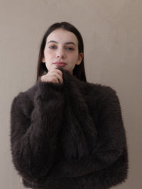mink-like fur cardigan