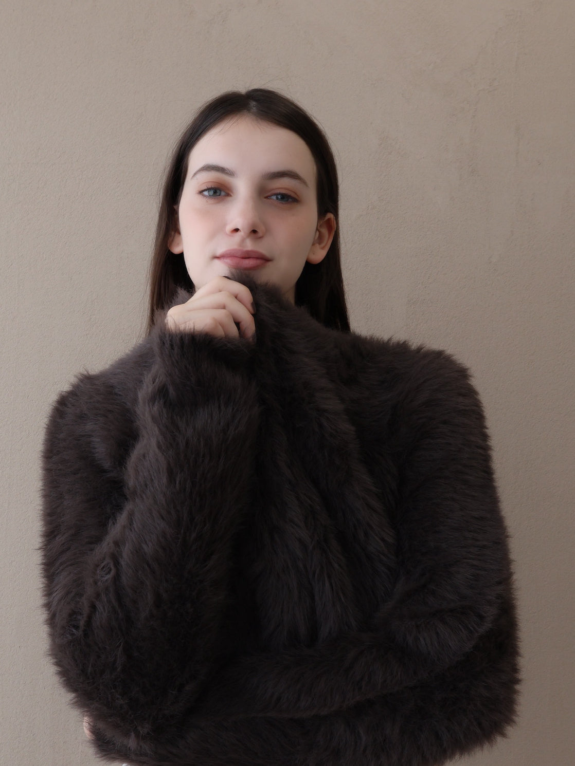 mink-like fur cardigan