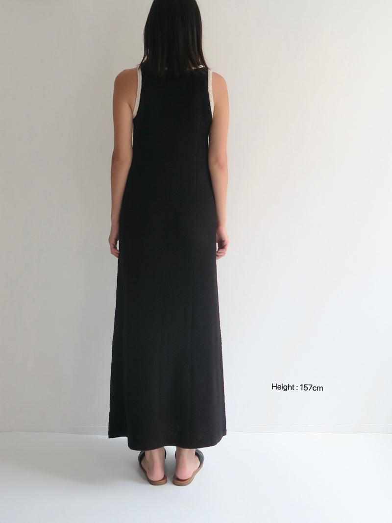 bicolor long knit dress