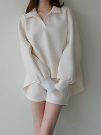 open neck sweat top
