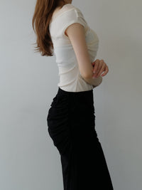sheer draped sleeveless top