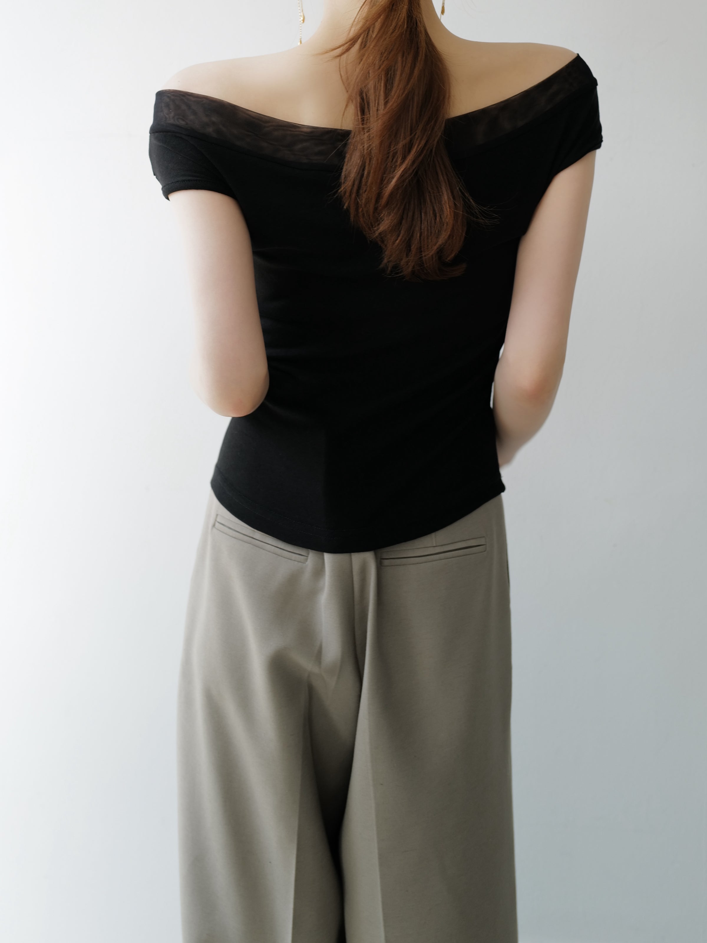 sheer draped sleeveless top