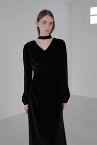 velour tie flare dress