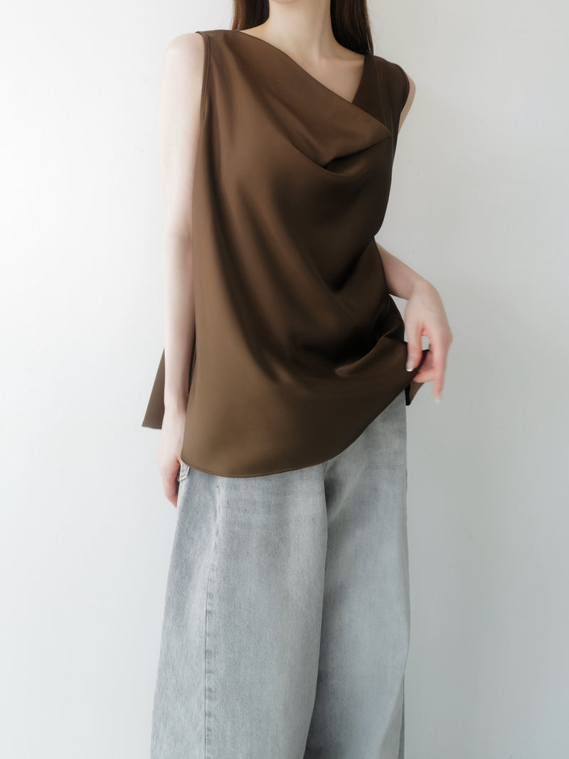 cowl neck satin tank