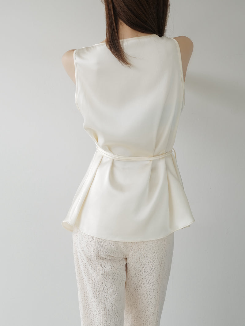 cowl neck satin tank
