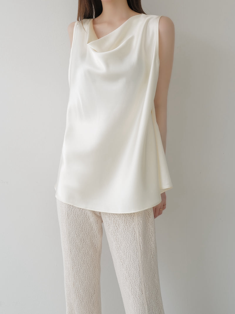 cowl neck satin tank