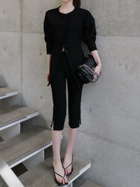 side slit slim pants