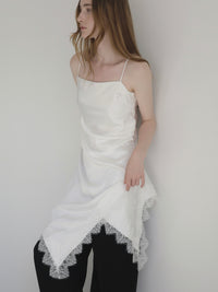 satin lace hem cami dress