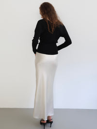 V领罗纹泡泡袖开衫