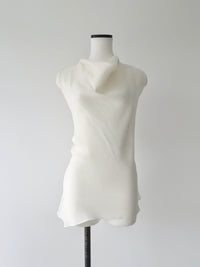 draped neck blouse with waist ribbon