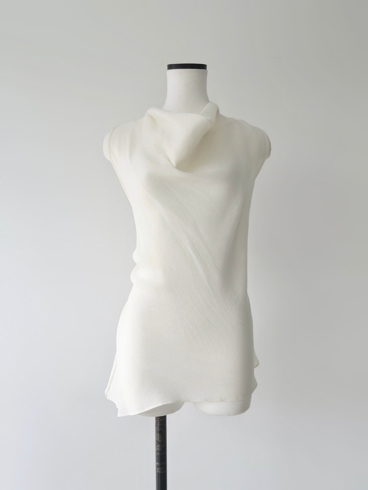 draped neck blouse with waist ribbon