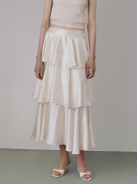 satin tiered long skirt