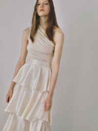 one shoulder drape top