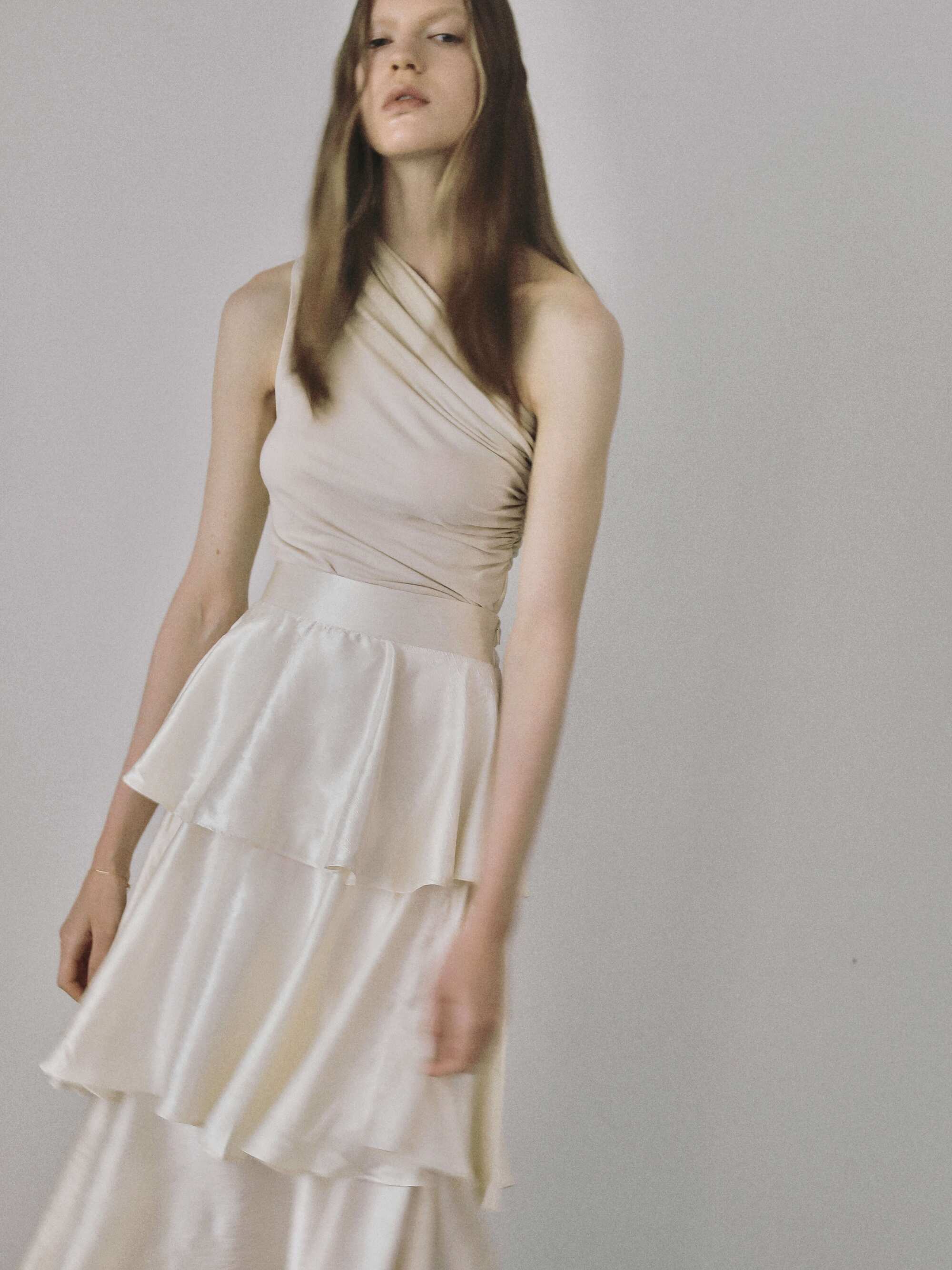 one shoulder drape top