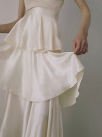satin tiered long skirt