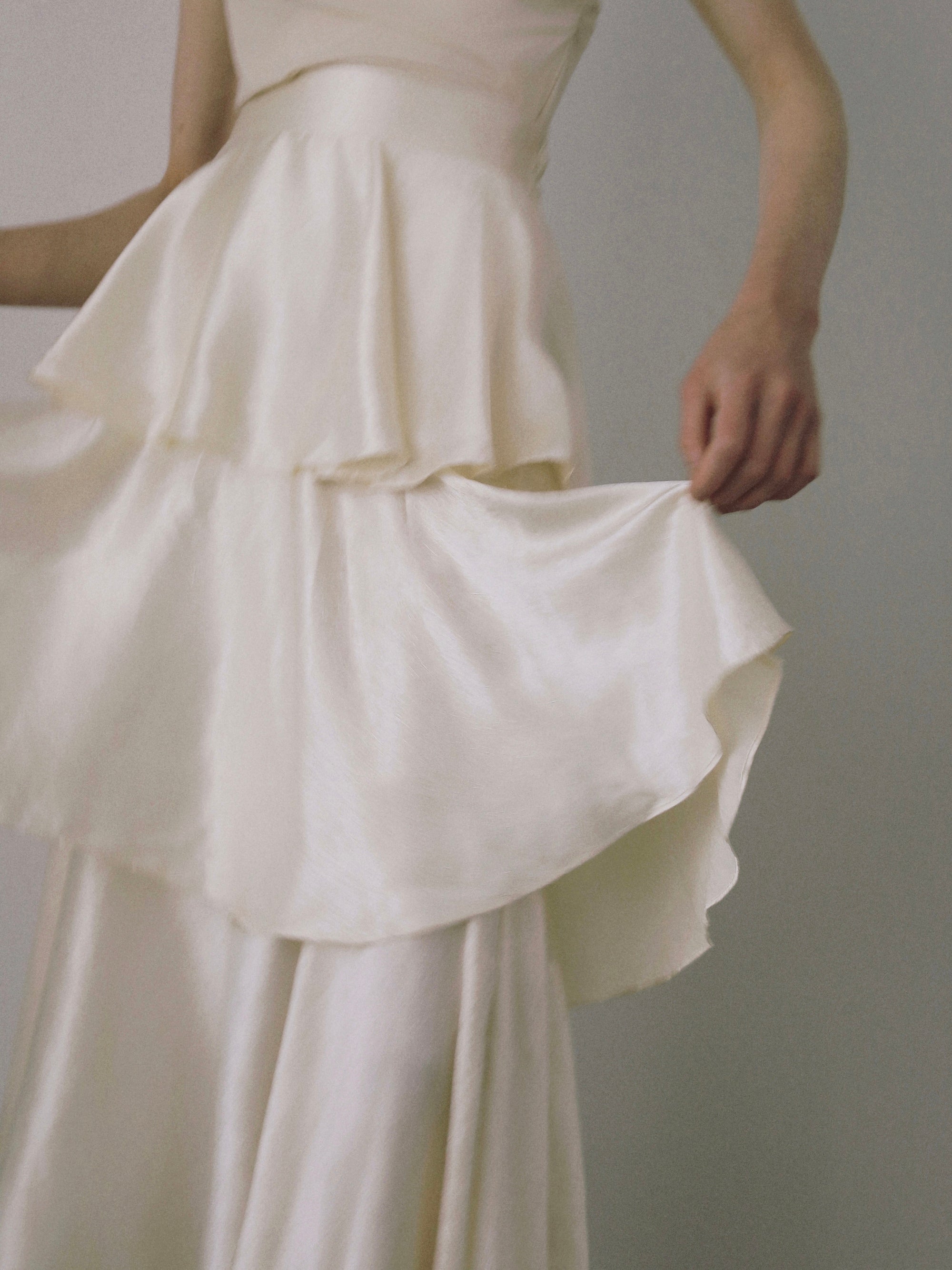 satin tiered long skirt