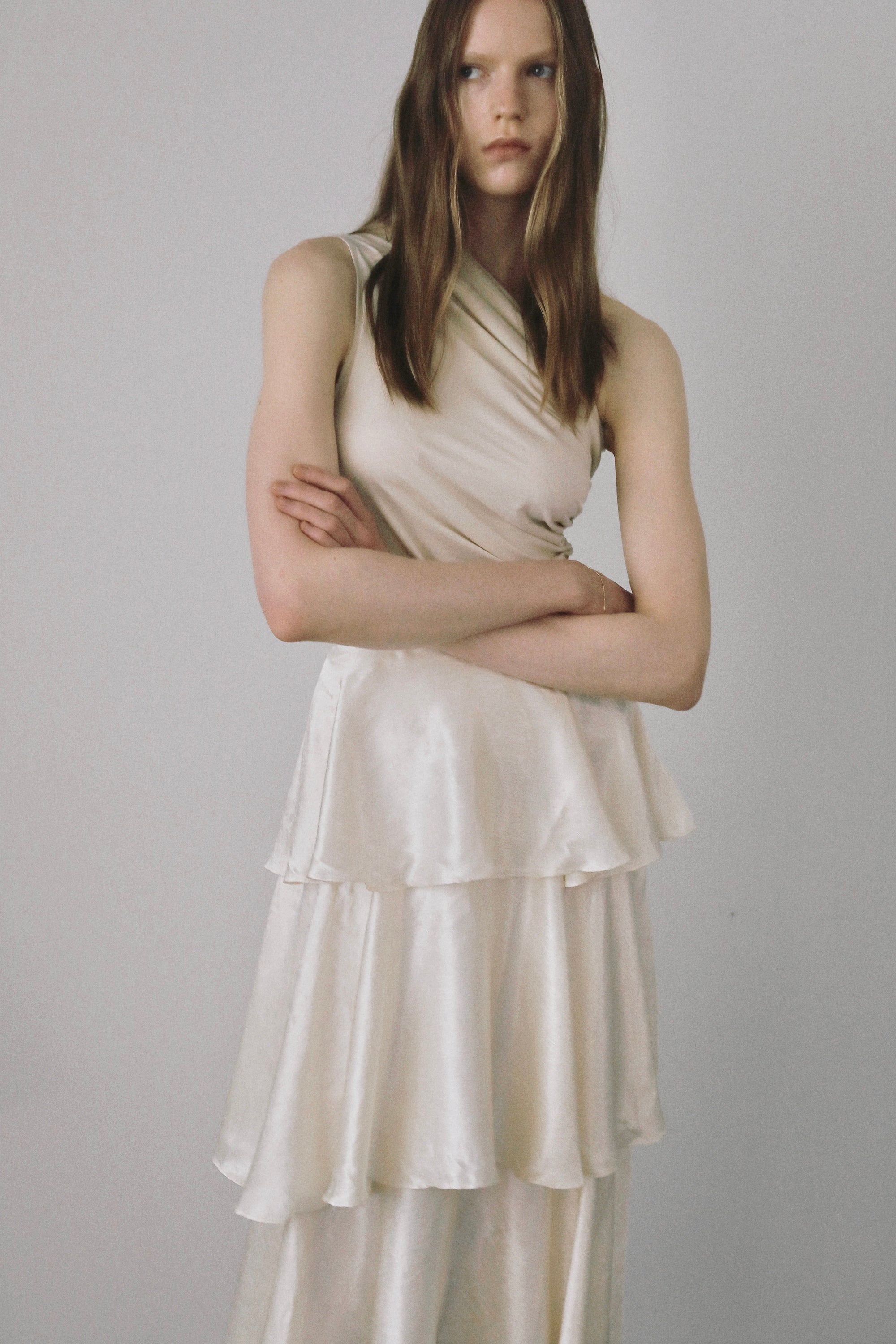 one shoulder drape top