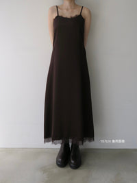lace satin cami long dress