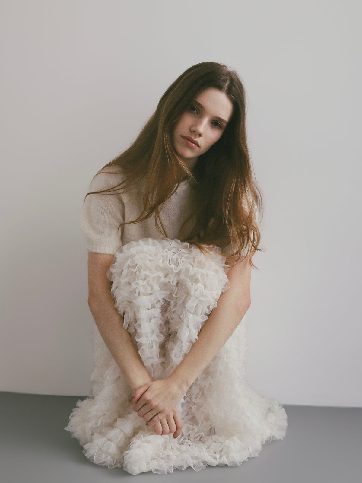 wool mohair short sleeve knit